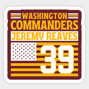 Washington Commanders Reaves 39 American Flag Football Sticker